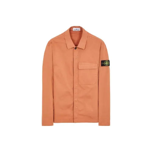 STONE ISLAND 10710 Supima® Хлопковая саржа Эластичный Tc Рубашка Мужская Ржаво-красный