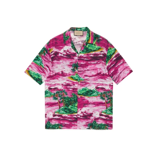 GUCCI Love Parade SS22 Рубашка Мужская Розовая Красная