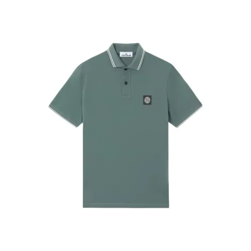 Stone Island Мужская поло темно-зеленого цвета