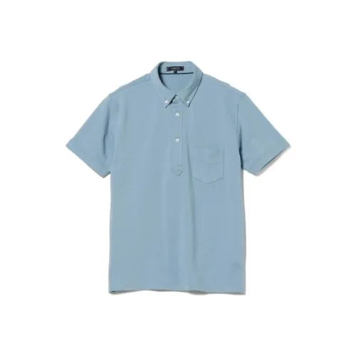 BEAMS совместный бренд Саксонский синий Мужское поло