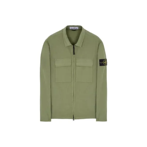 Stone Island Шалфейно-зеленые Мужские Рубашки