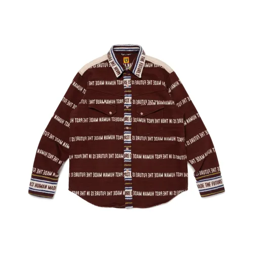 HUMAN MADE Коричнево-желтая унисекс рубашка