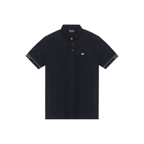 EMPORIO ARMANI Поло Мужское Черное с Белым Логотипом