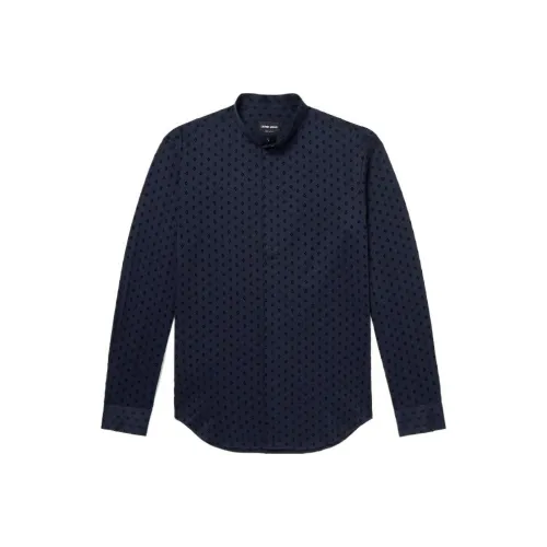 GIORGIO ARMANI Blue Men's Shirts GIORGIO ARMANI Синие Мужские Рубашки