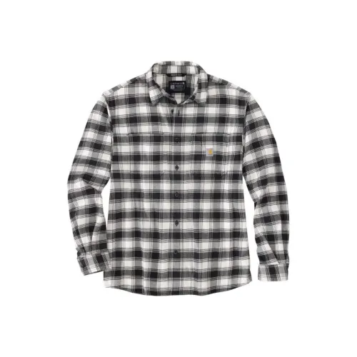 Carhartt 105945 105432 Улучшенный MIDWEIGHT Фланель Длинный Рукав Клетчатая Рубашка Relaxed Fit Мужская Серый
