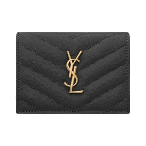 SAINT LAURENT Коровья кожа Держатель для карт Стандартный Женский Черный