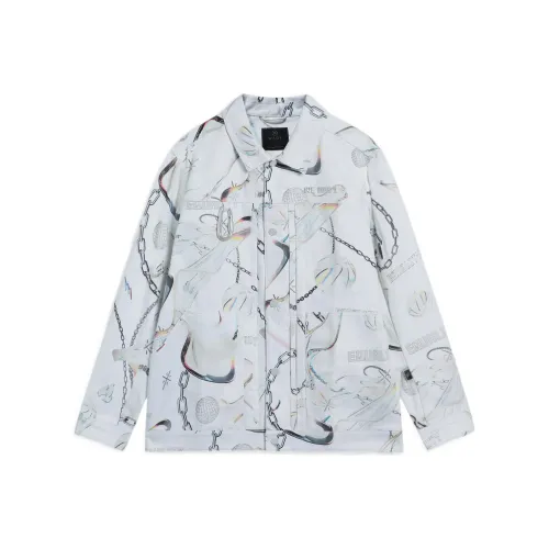 LINING Рубашка Мужская Белая и Серая с Полным Принт