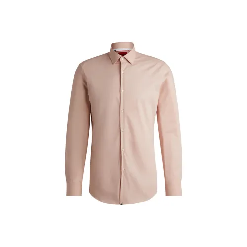 Hugo Boss Slim Fit Рубашка в Easy с железом хлопковый поплин мужская светло-розовая