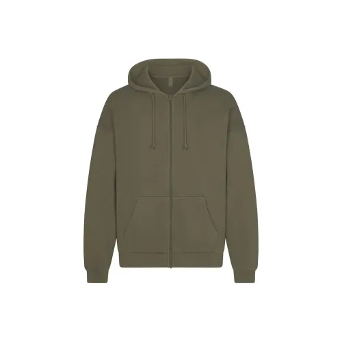 SKIMS Махровый MENS RELAXED ZIP UP HOODIE Мужская Military Army Зеленый