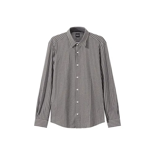 Hugo Boss Рубашка Мужская Коричневая Белая