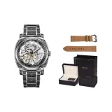 Гравированный стальной ремешок - коричневая кожа ремень