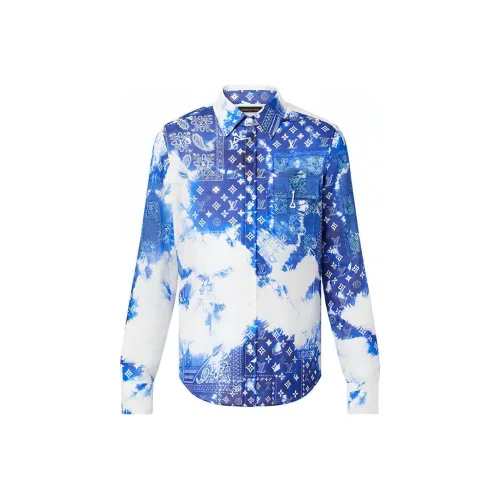 LOUIS VUITTON Новые ежеквартальные продукты LV FW22 Рубашка Мужская Синяя