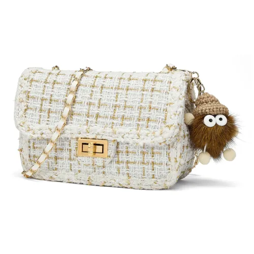 CORALDAISY Ткань Сумка через плечо Сумка на плечо Стандартная Женская Экрю