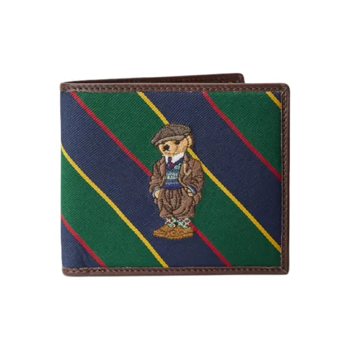 Polo Ralph Lauren Ткань Коровья Кожа Кошелек Мужской Зеленый Темно-синий