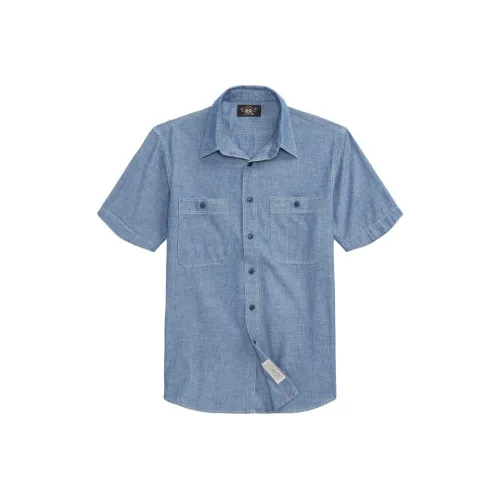 Double RL Blue Men's Shirts Двойной RL Синий Мужской Рубашки