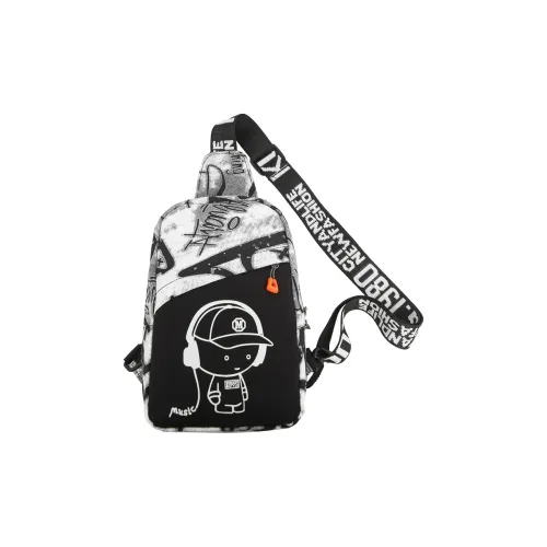 Single Warehouse Нейлоновый Sling Сумка Мужская Черный Белый Синий