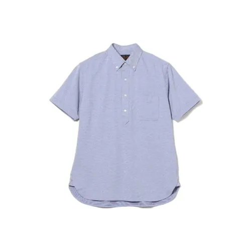 BEAMS совместная брендированная мужская рубашка саксонского синего цвета