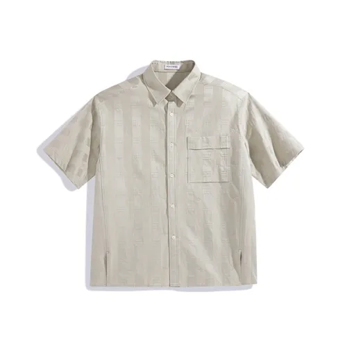 PEACEBIRD MEN Желтый Зеленый 1 Свободный крой Мужская рубашка