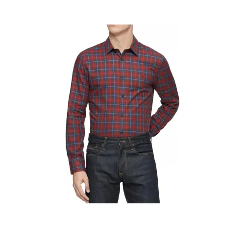 Calvin Klein Red Men's Shirts Кальвин Кляйн Красный Мужские Рубашки