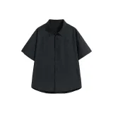 Чёрный однотонный с короткими рукавами