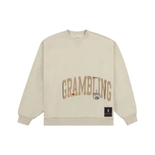 Travis Scott X Mitchell Ness Коллаборация SS24 GRAMBLING STATE Университетский Логотип Свитшот Унисекс Умбра