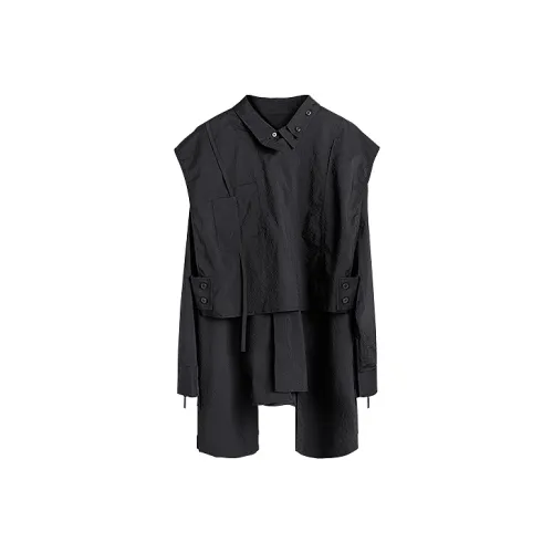 HUANXIANGZHE Черная унисекс рубашка