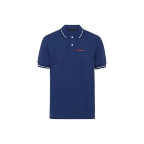 PRADA Темно-синяя мужская поло рубашка