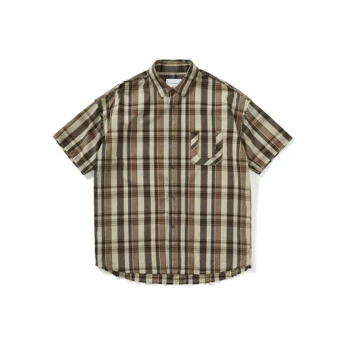 714STREET Рубашка Унисекс Коричневая Клетка Цветочный