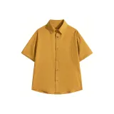 Оранжевая однотонная рубашка с короткими рукавами