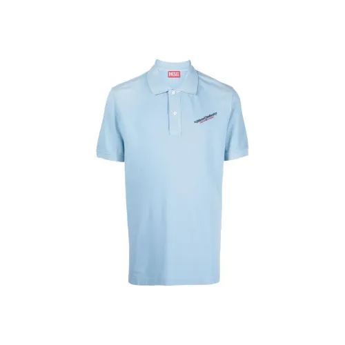 DIESEL Light Blue Men's Polo Shirt DIESEL Светло-голубая мужская поло рубашка