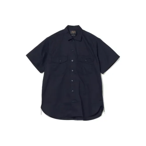 BEAMS совместная брендированная рубашка морского синего цвета для мужчин