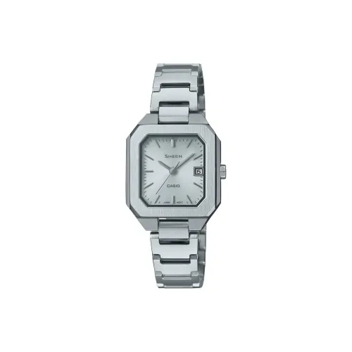 CASIO SHEEN Солнечный кварцевый механизм нержавеющая сталь ремешок женские часы серебристый циферблат