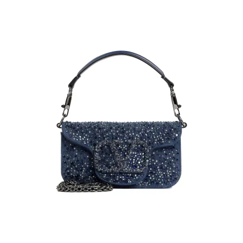 Valentino Locò Кожа Сумка Маленькая Женская Синяя