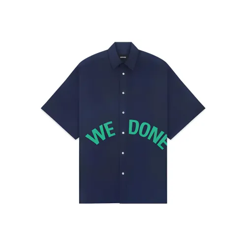 WE11DONE Темно-синяя унисекс рубашка