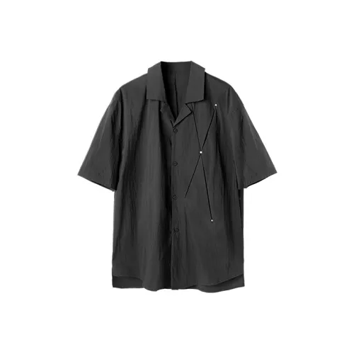 HUANXIANGZHE Короткий рукав рубашка унисекс черный