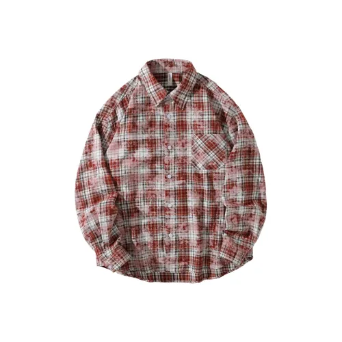 PEIMENG Рубашка Унисекс Красная Белая Клетка
