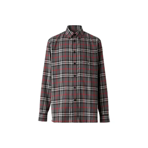 Burberry X Pop Trading Company FW22 Рубашка Мужская Серого цвета