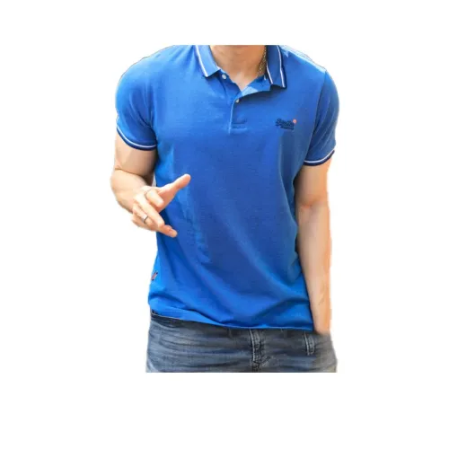 SUPERDRY Мужская поло рубашка синего цвета