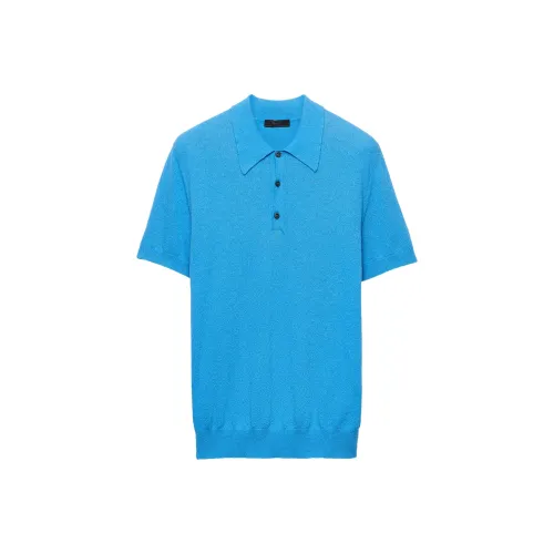 PRADA SS25 Поло Мужское Светло-Синий