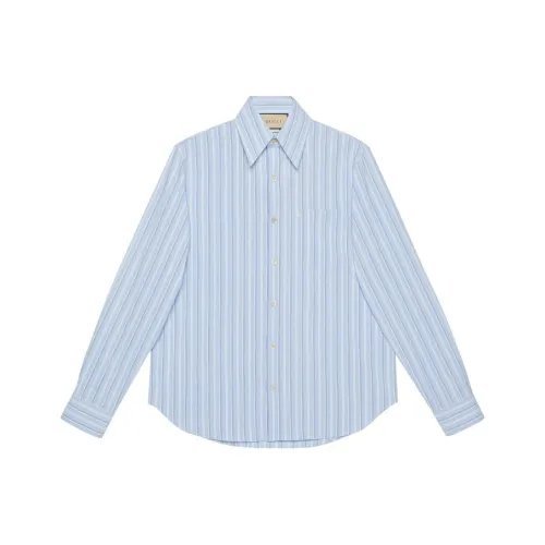 GUCCI Blue Men's Shirts GUCCI Синие Мужские Рубашки