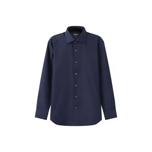 Ermenegildo Zegna Темно-синие мужские рубашки