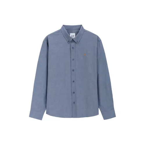 GAP совместная линия Выстиранные синие мужские рубашки