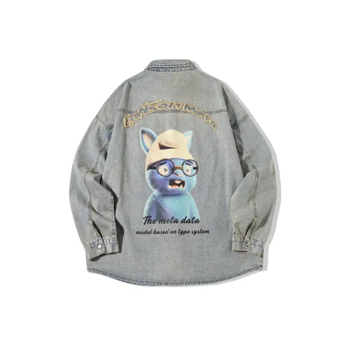 EPTISON Джинсовый серый Синий Унисекс Рубашки