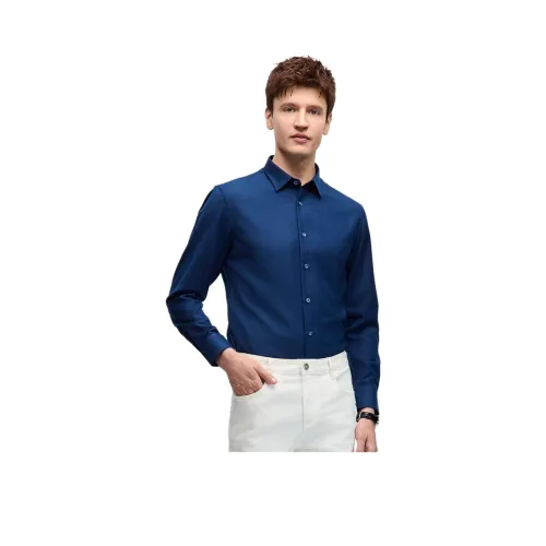 JODOLL Blue Men's Shirts JODOLL Синий Мужские Рубашки