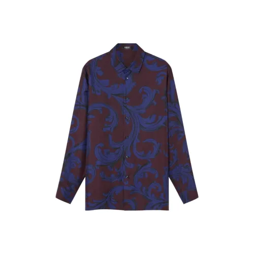 VERSACE FW24 Рубашка Мужская Синяя Коричневая