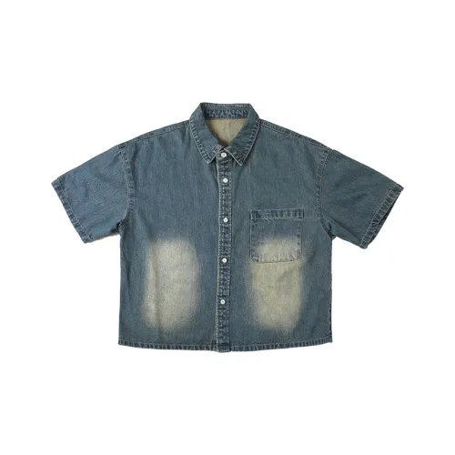 COUNTRY MOMENT Винтажная синяя унисекс рубашка