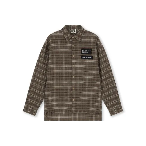 Безшовный крой, коричневый, унисекс, рубашки