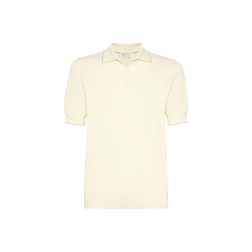 BRUNELLO CUCINELLI Розовый воск Желтый Мужская рубашка polo