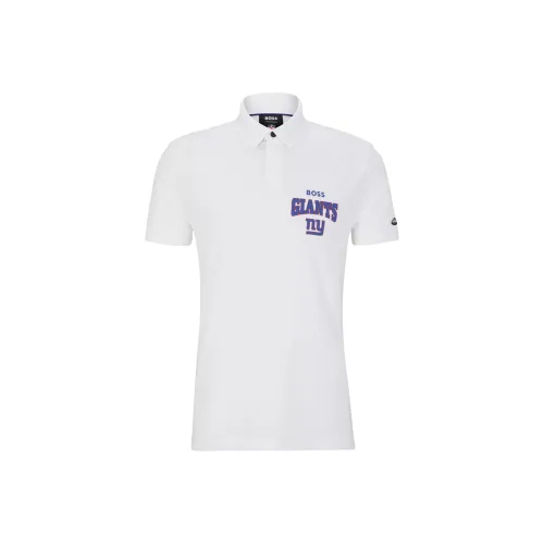 Hugo Boss Хлопок Пике Поло с Коллаборативным Брендингом Поло Мужской Белый