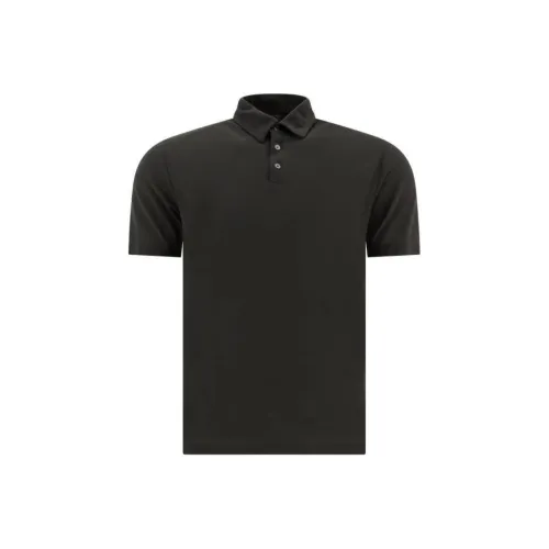 Zanone Polo из угольно-черного цвета для мужчин